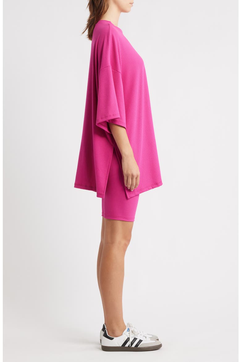 Malone Rib Oversize T-Shirt & Shorts Set, Alternate, color, HOT PINK
