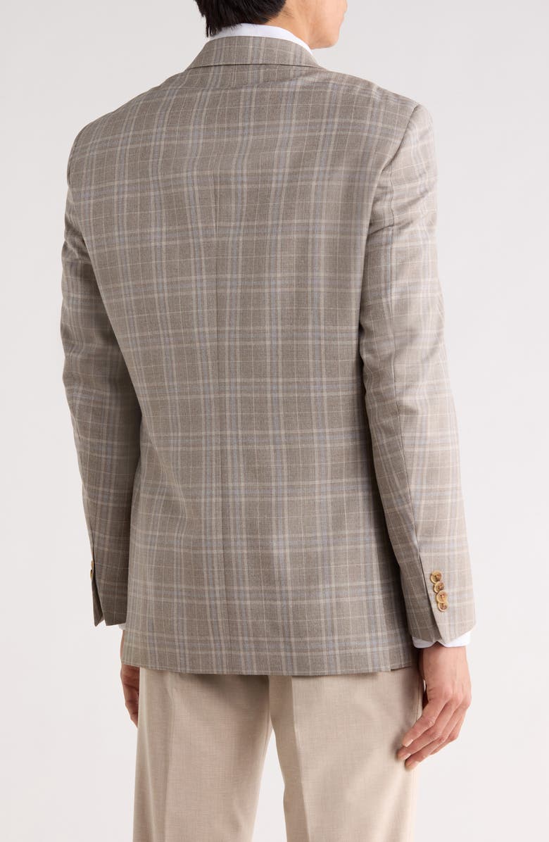Peter Millar Tan Plaid Wool Blend Sport Coat, Alternate, color, Tan