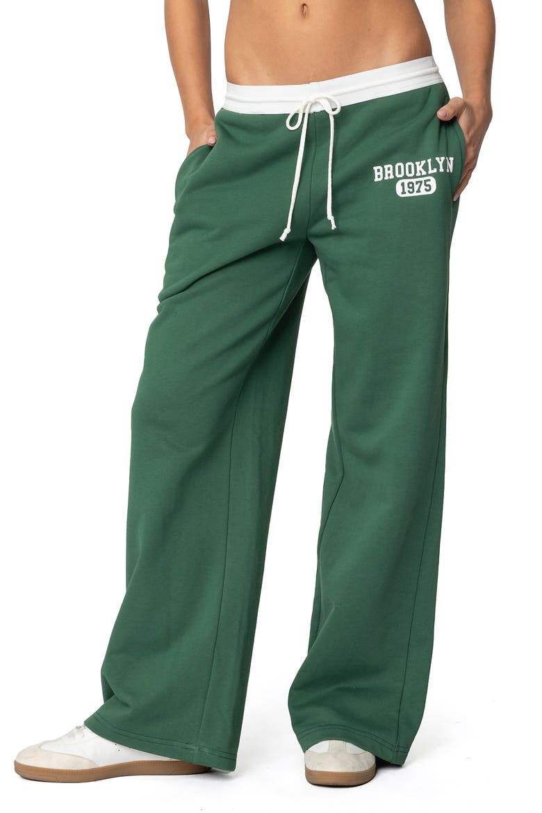 Brookie Wide Leg Cotton Sweatpants, Main, color, GREEN