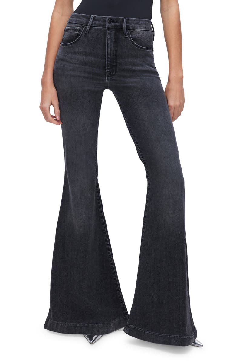 Good American Good Waist Flare Jeans, Main, color,