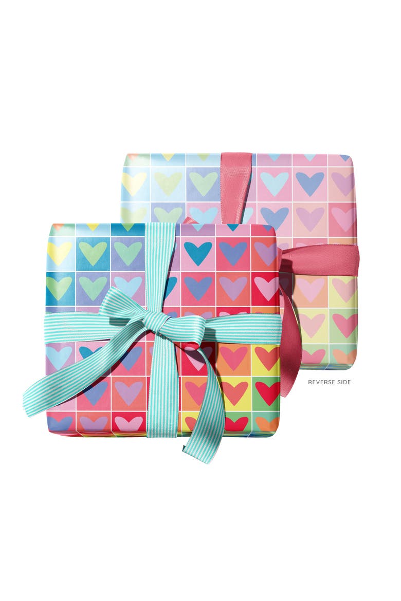 Eight Sheets Two-Sided "Rainbow Hearts" Heavyweight Gift Wrap, Alternate, color, Multicolored