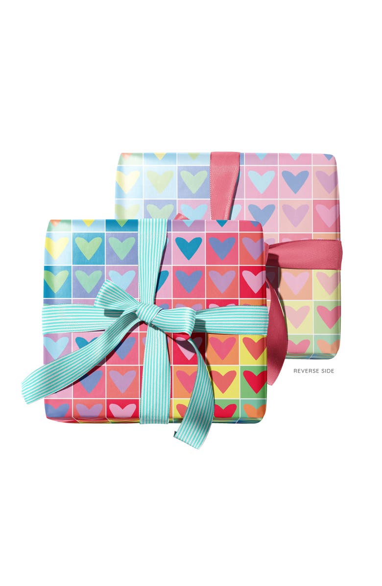 Ramus & Co Eight Sheets Two-Sided "Rainbow Hearts" Heavyweight Gift Wrap, Alternate, color, Multicolored