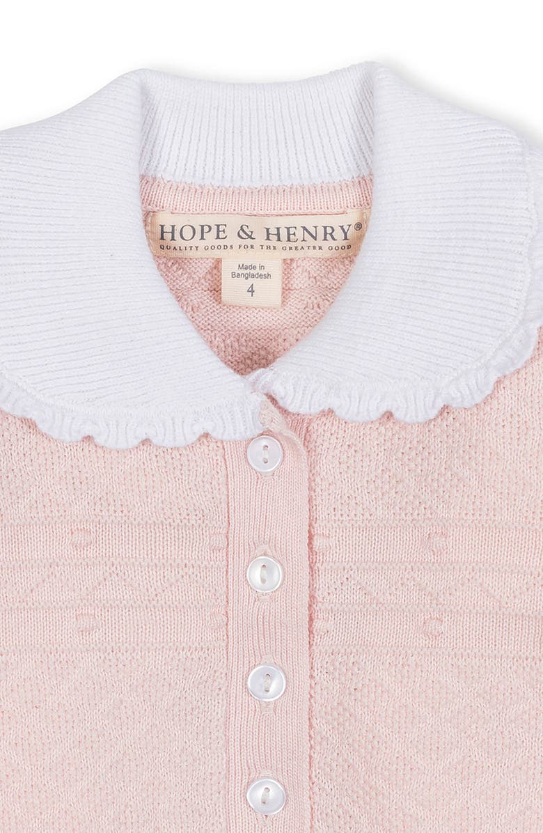 Hope & Henry Kids' Organic Peter Pan Collar Button Front Sweater Dress, Alternate, color, Pale Pink