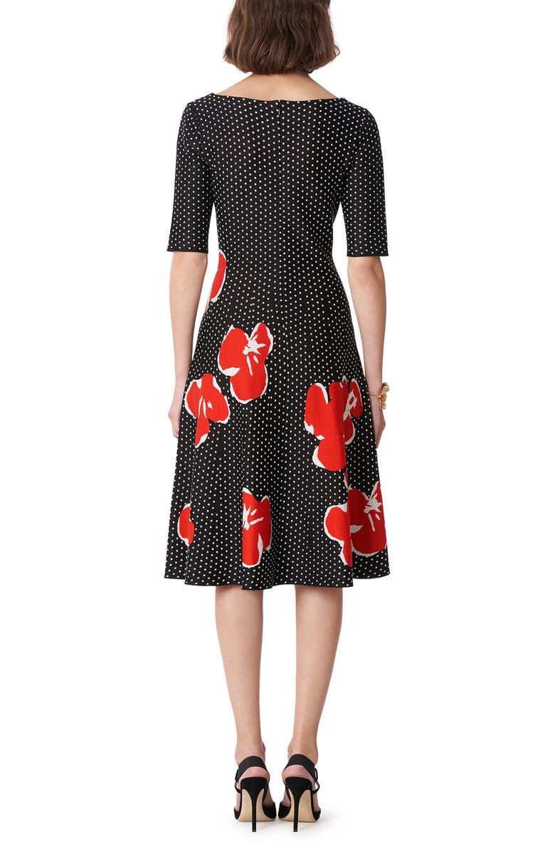 Carolina Herrera Floral Print Jacquard Silk Blend Fit & Flare Dress, Alternate, color, 