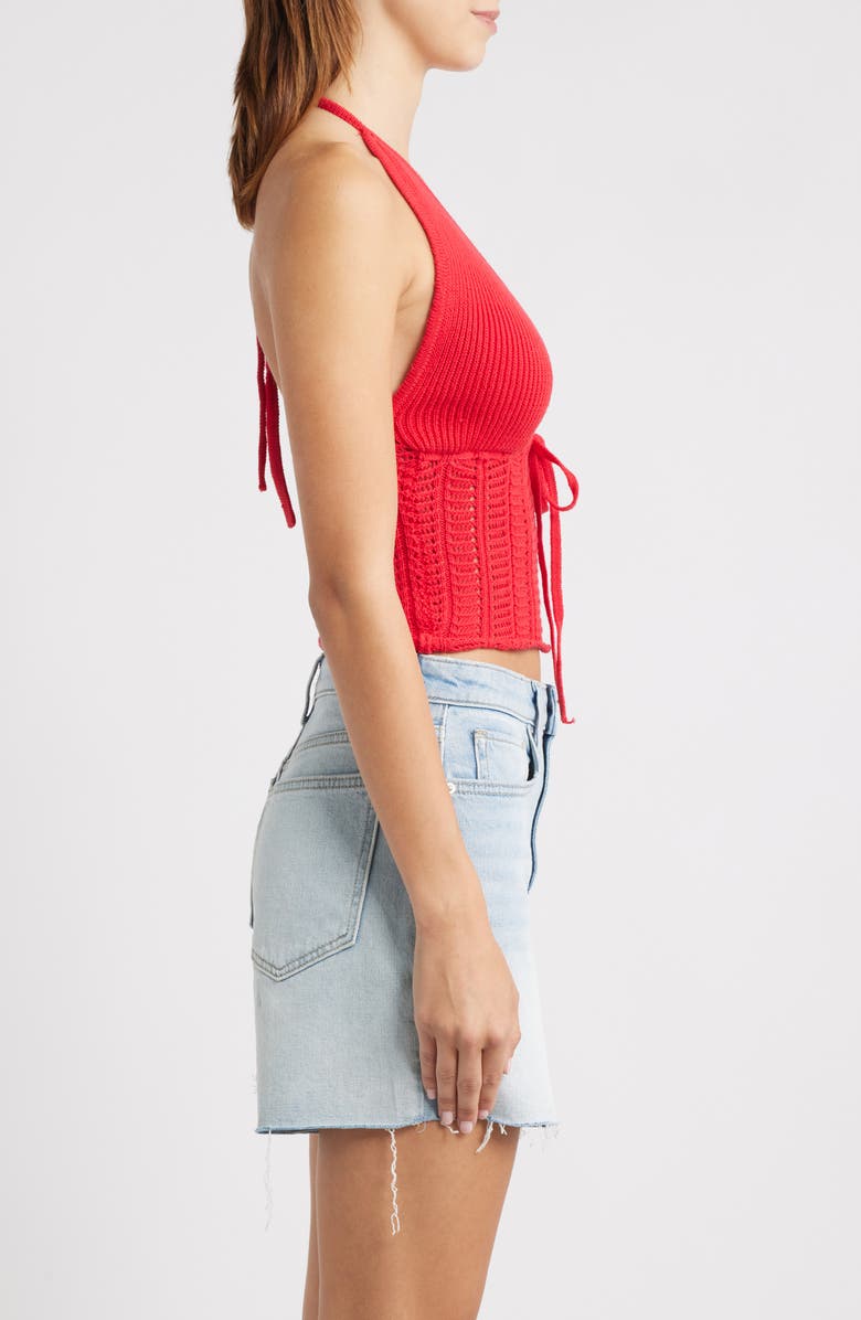 PacSun Kelli Open Stitch Cotton Halter Top, Alternate, color, Red