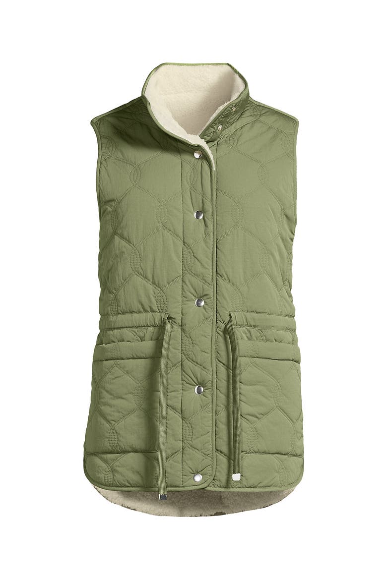 Reversible Quilted High Pile Fleece Vest, Alternate, color, Sage Green/Natural