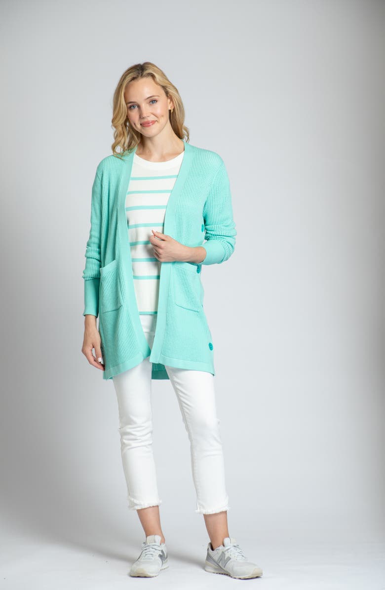 APNY Side Button Open Front Long Cardigan, Alternate, color, 