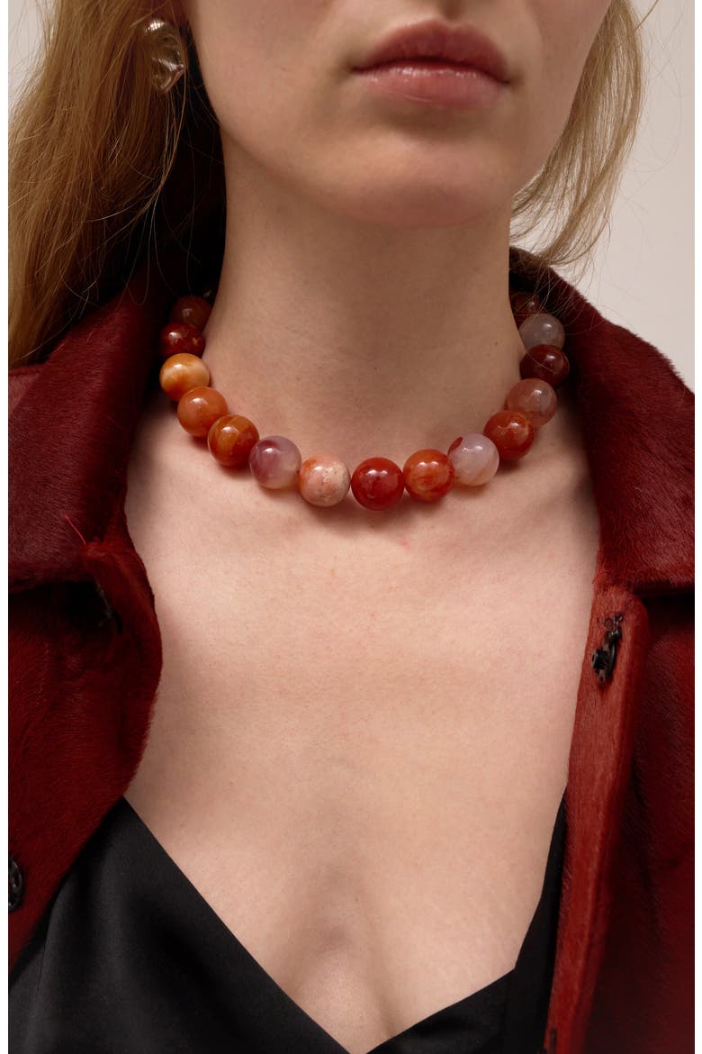 Bodie Stone Bead Necklace, Alternate, color, RED AGATE