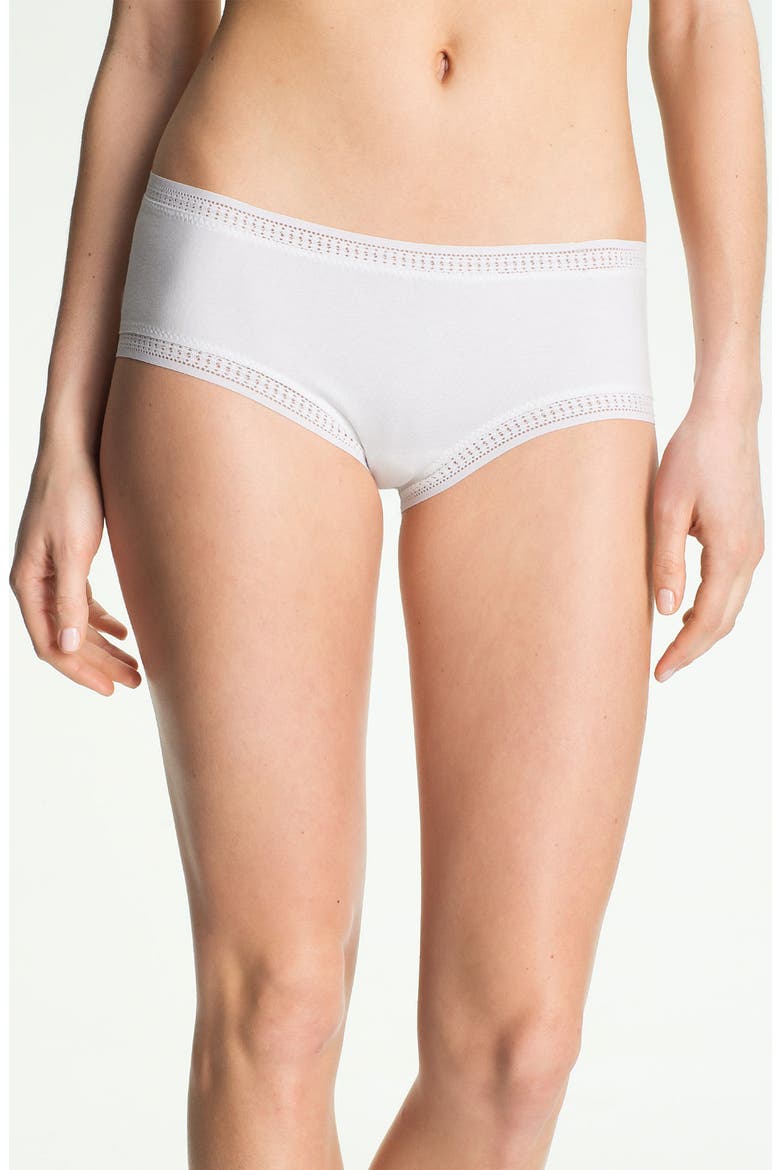 'Cabana' Cotton Boyshorts, Main, color, WHITE