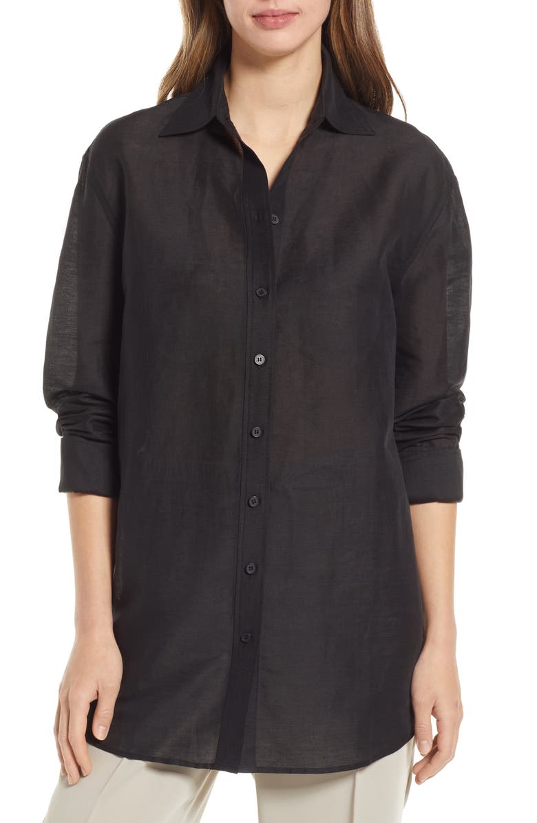 Nordstrom Long Sleeve Linen Blend Blouse, Main, color,