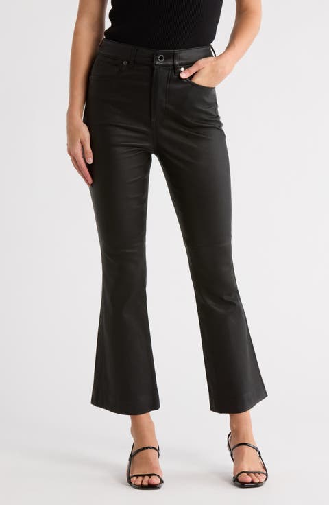 Carson High Waist Ankle Flare Leather Pants