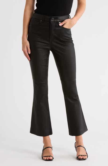 Veronica Beard Carson High Waist Ankle Flare Leather Pants