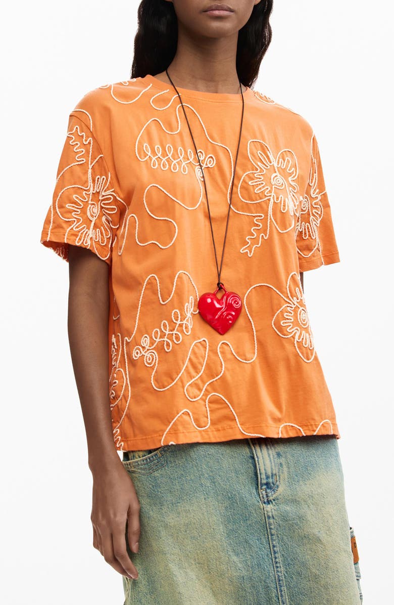 Desigual Appliqué T-Shirt, Main, color, Light Orange
