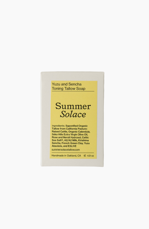 Summer Solace Tallow Yuzu And Sencha Toning Bar Soap With E3live In Green