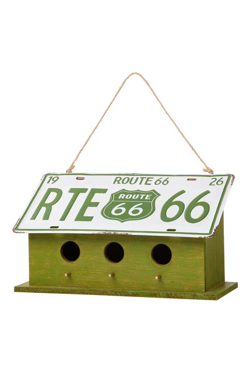 14"L Distressed MDF and Metal Decorative Outdoor Hanging Garden Birdhouse