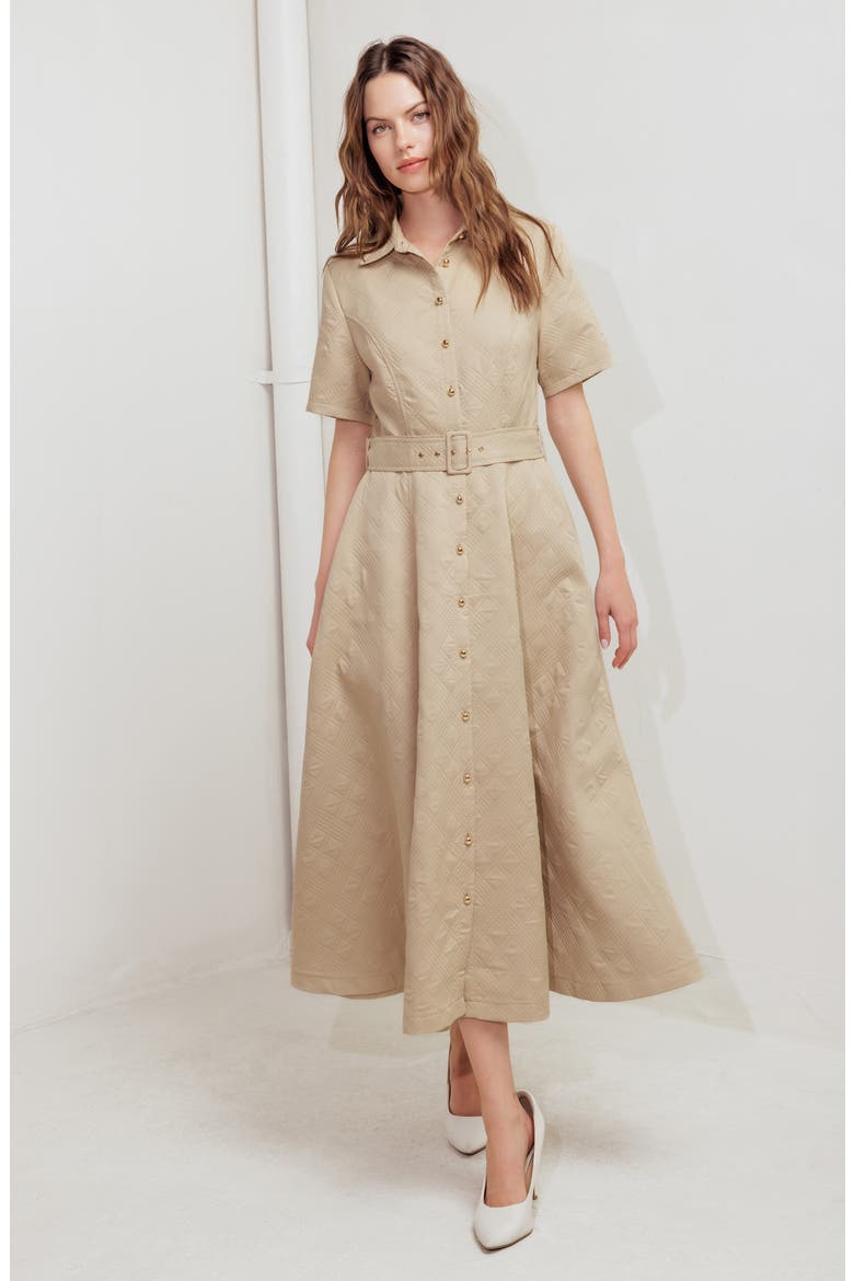Diamond Stitched A-Line Dress, Alternate, color, TAUPE