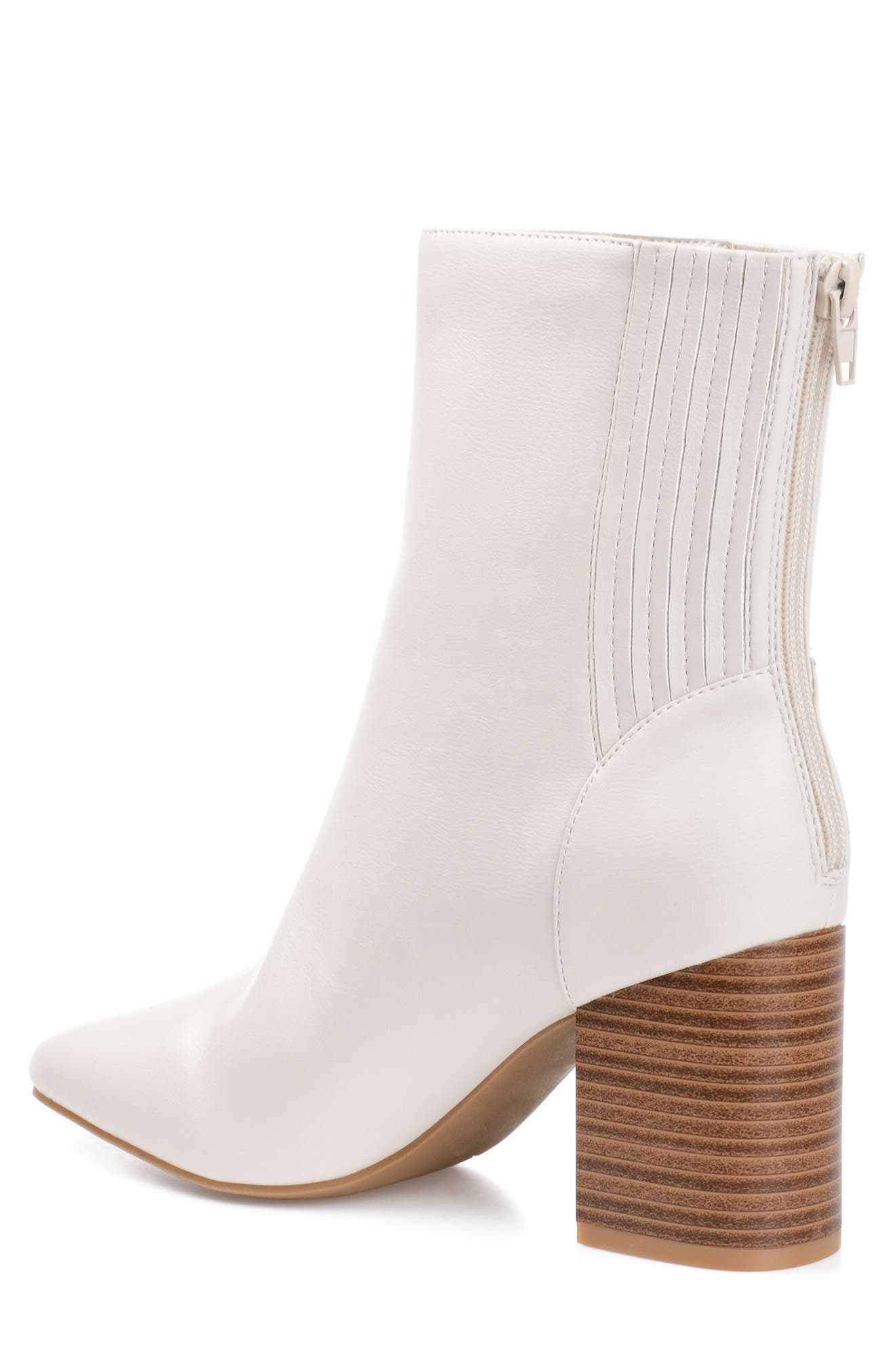 Journee Collection Maize Vegan Leather Bootie, Alternate, color, Bone
