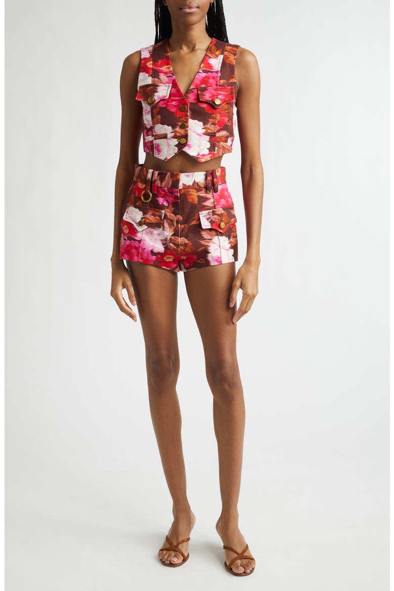 Luna Print Drill Vest, Alternate, color, CHOCOLATE ROSE