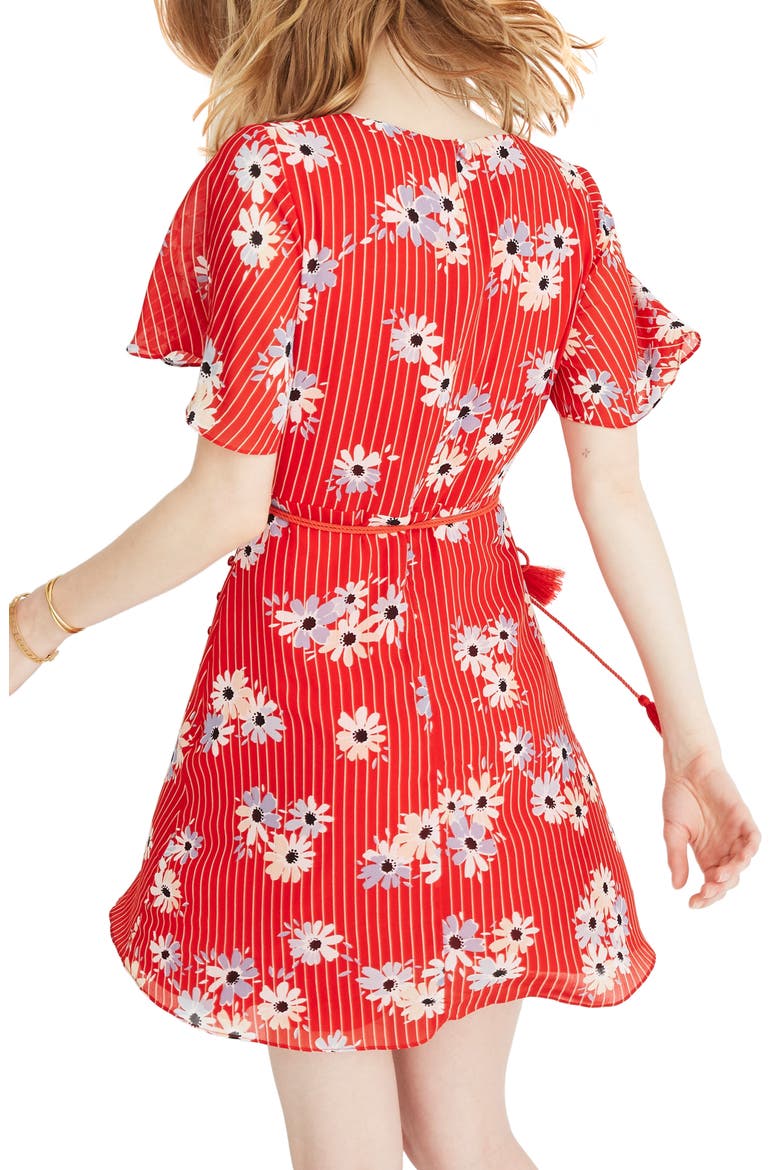 Daisy Society Button Faux Wrap Dress, Alternate, color, RETRO STRIPE LIPSTICK RED