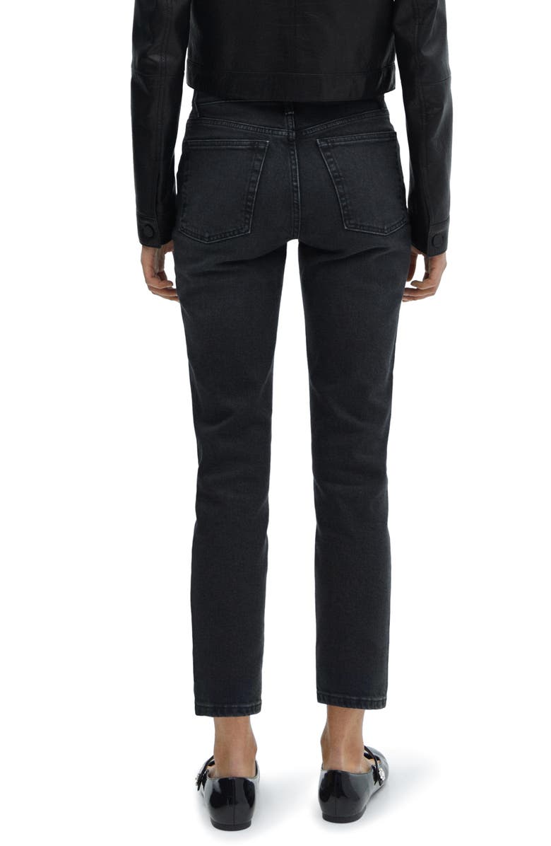 MANGO Slim Fit Crop Jeans, Alternate, color, Black Denim