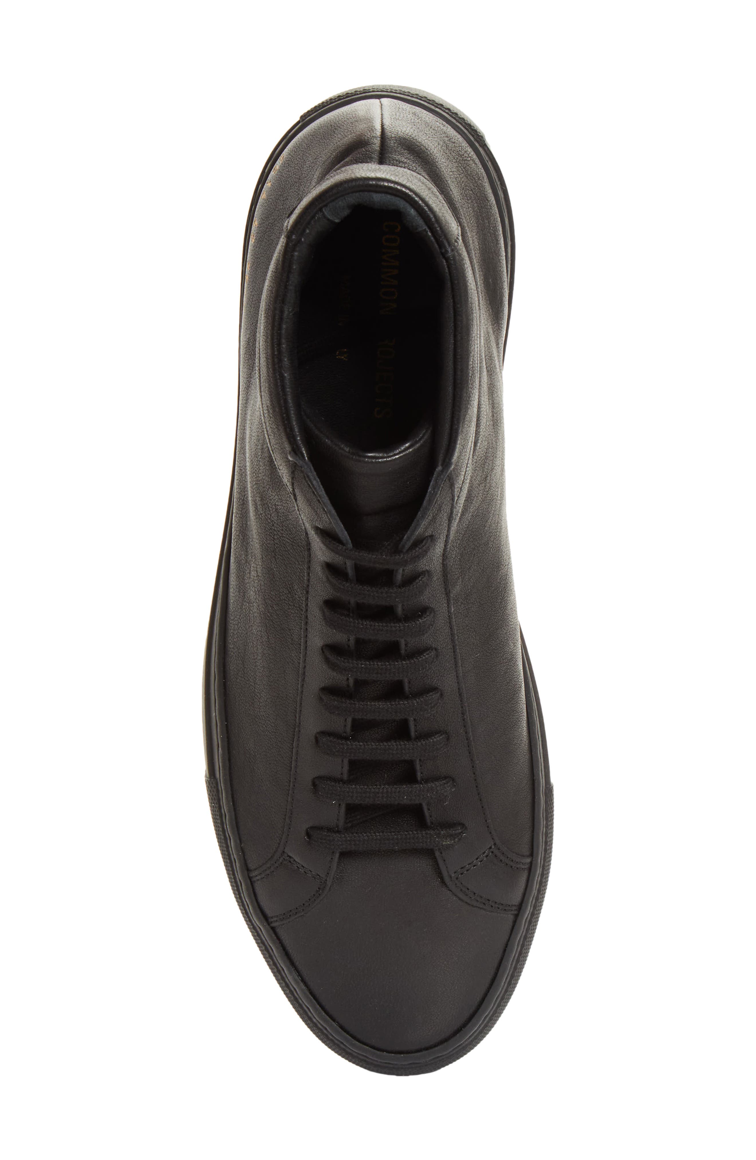 Achilles Mid Premium Leather Sneaker, Alternate, color, BLACK