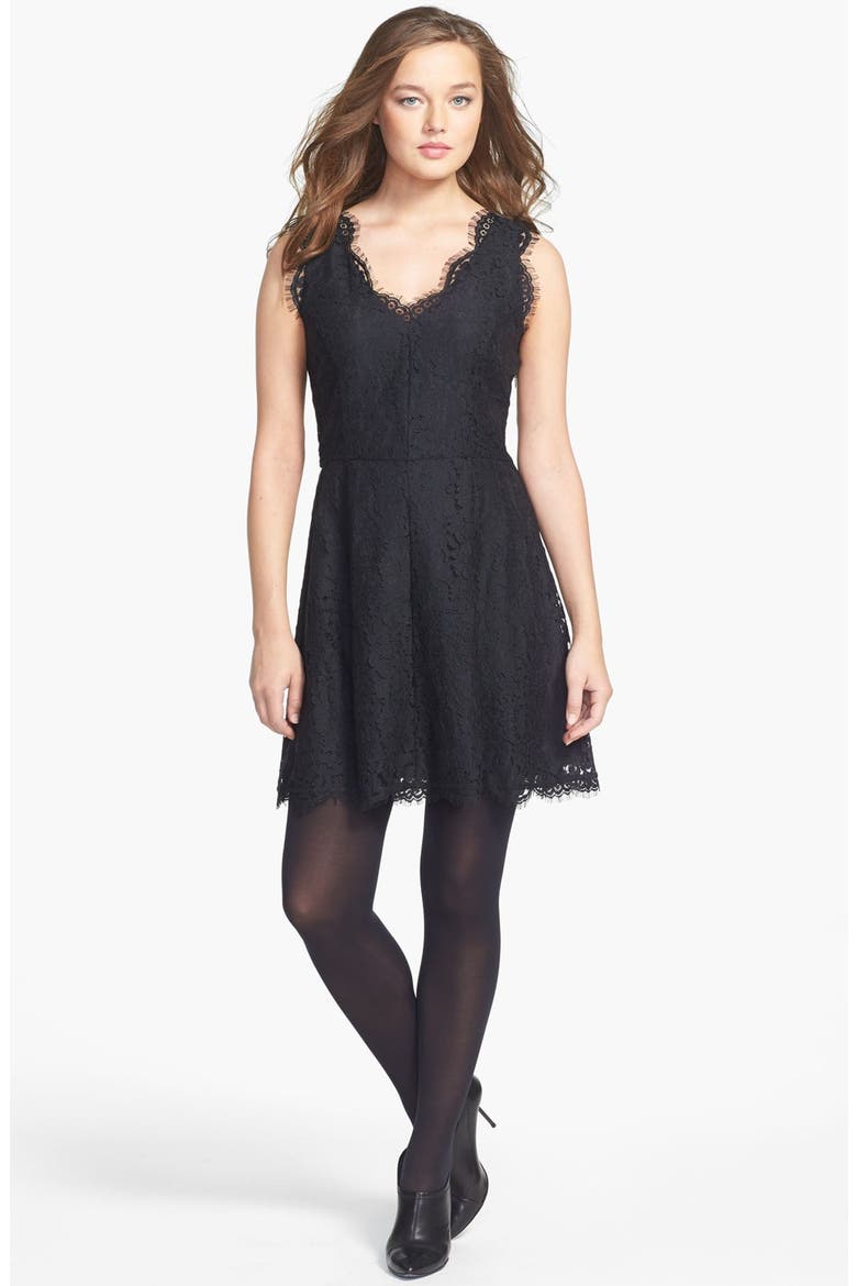 Nikolina B. Lace A-Line Dress, Main, color, CAVIAR