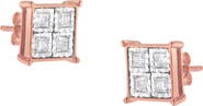 Haus of Brilliance Rose Gold Plated Silver Diamond Composite Stud Earrings