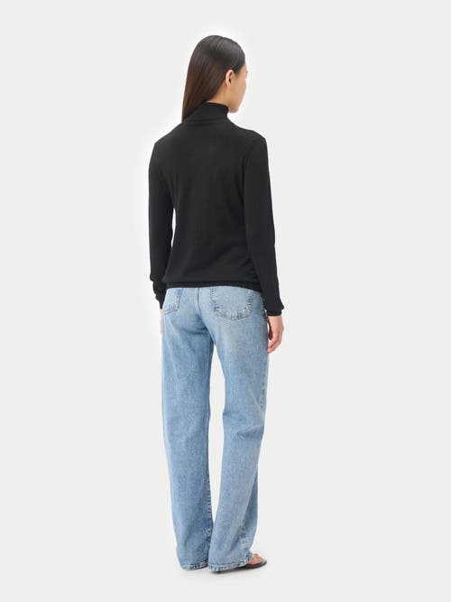 Gobi Mongolian Cashmere Wardrobe Essential Cashmere-silk T-neck Sweater In Black