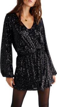 Free People Christa Sequin Long Sleeve Romper