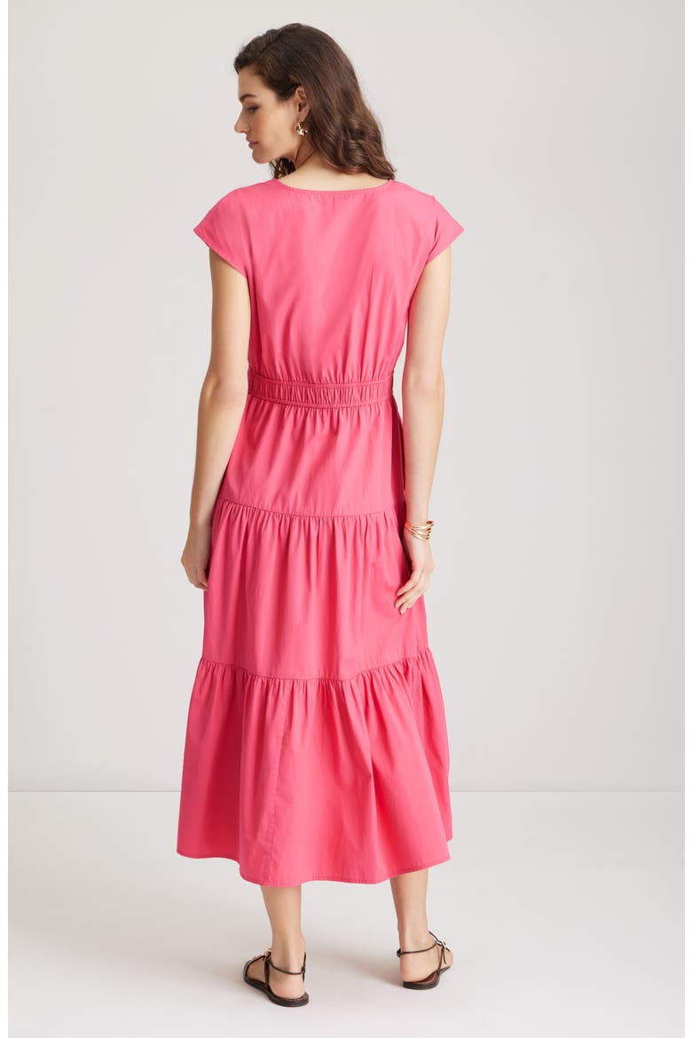 Tiered Poplin Maxi Dress, Alternate, color, PINK CARMINE