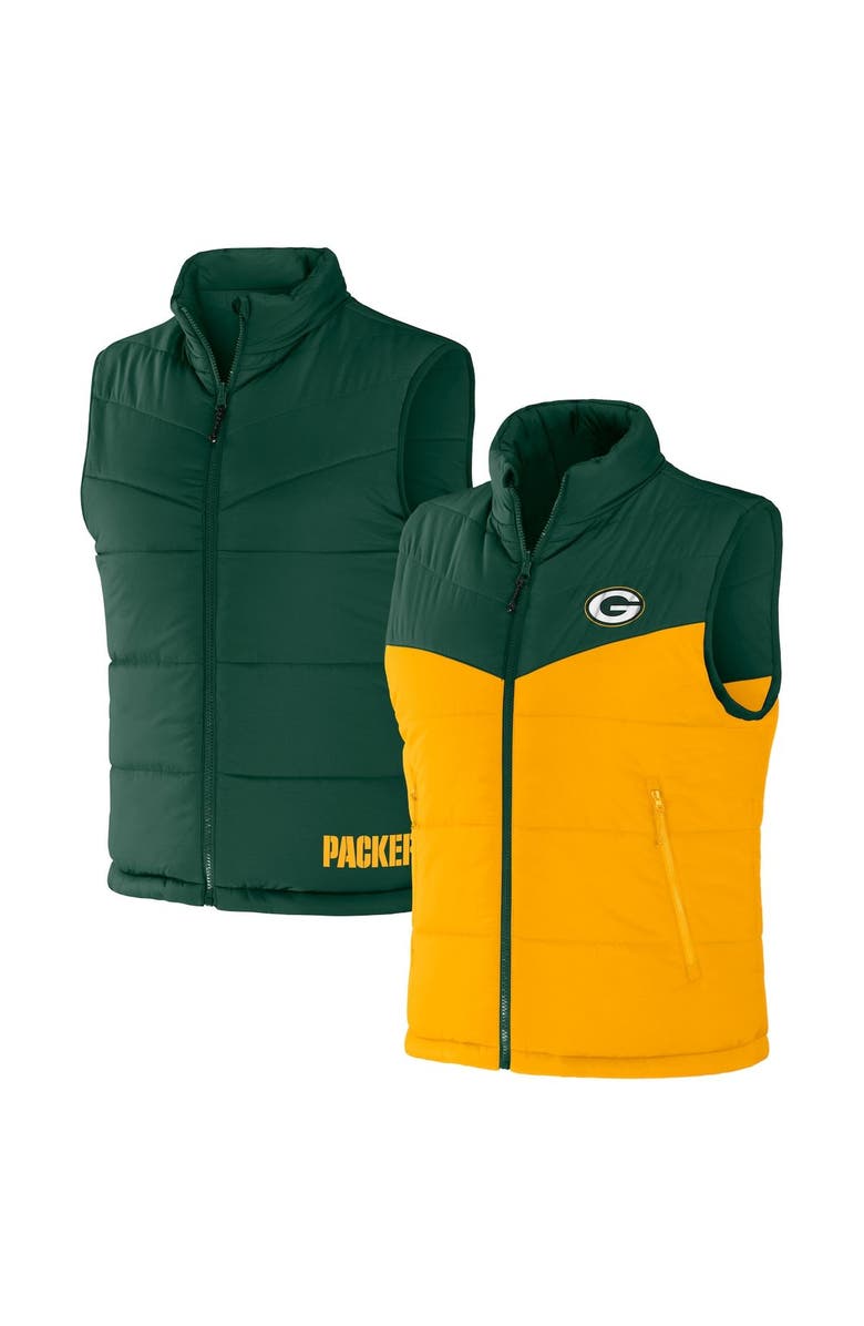 NFL X DARIUS RUCKER Men's NFL x Darius Rucker Collection by Fanatics Green Green Bay Packers Colorblocked Full-Zip Vest, Main, color, 