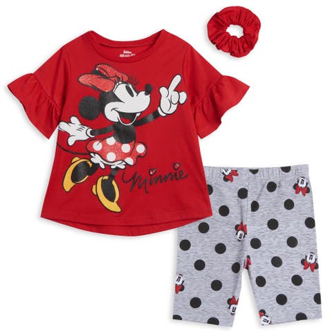 Minnie Mouse T-Shirt and Bike Shorts Set with Scrunchie