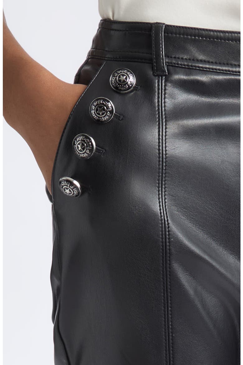 Suzette Cropped Faux Leather Flare Pants, Alternate, color, BLACK