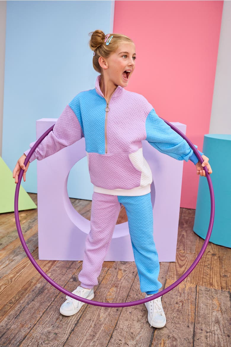 Kids' Color Block Pullover, Alternate, color, Lavender & Blue