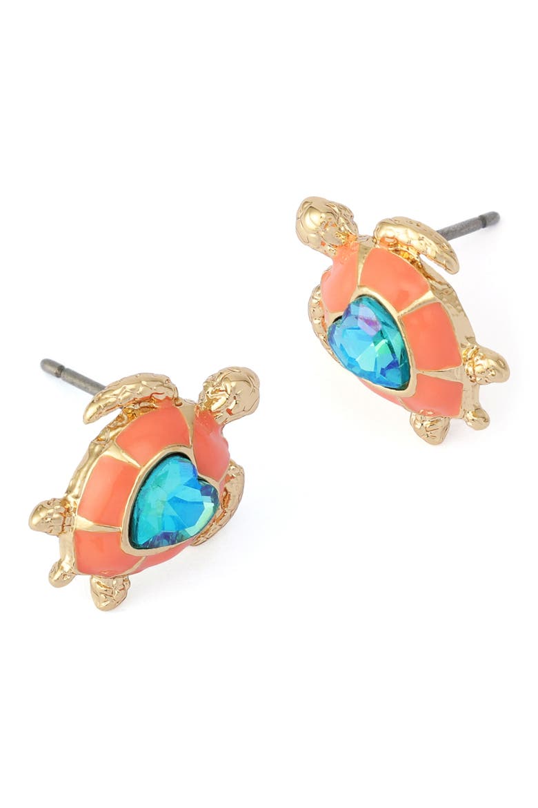 Turtle Stud Earrings, Alternate, color, ORANGE