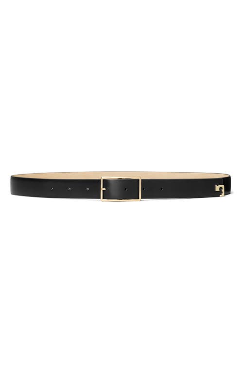 Tory Burch Roller Buckle Leather Belt In Black