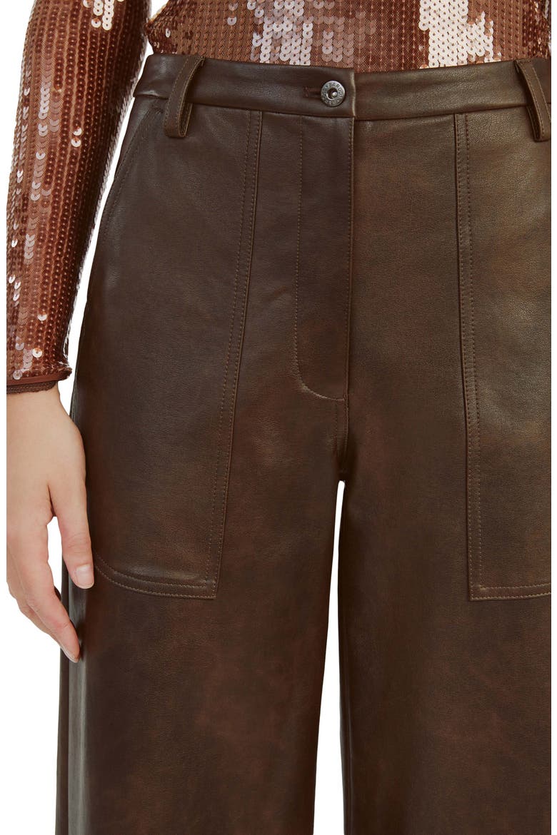 Faux Leather Wide Leg Pants, Alternate, color, DARK CHOCO