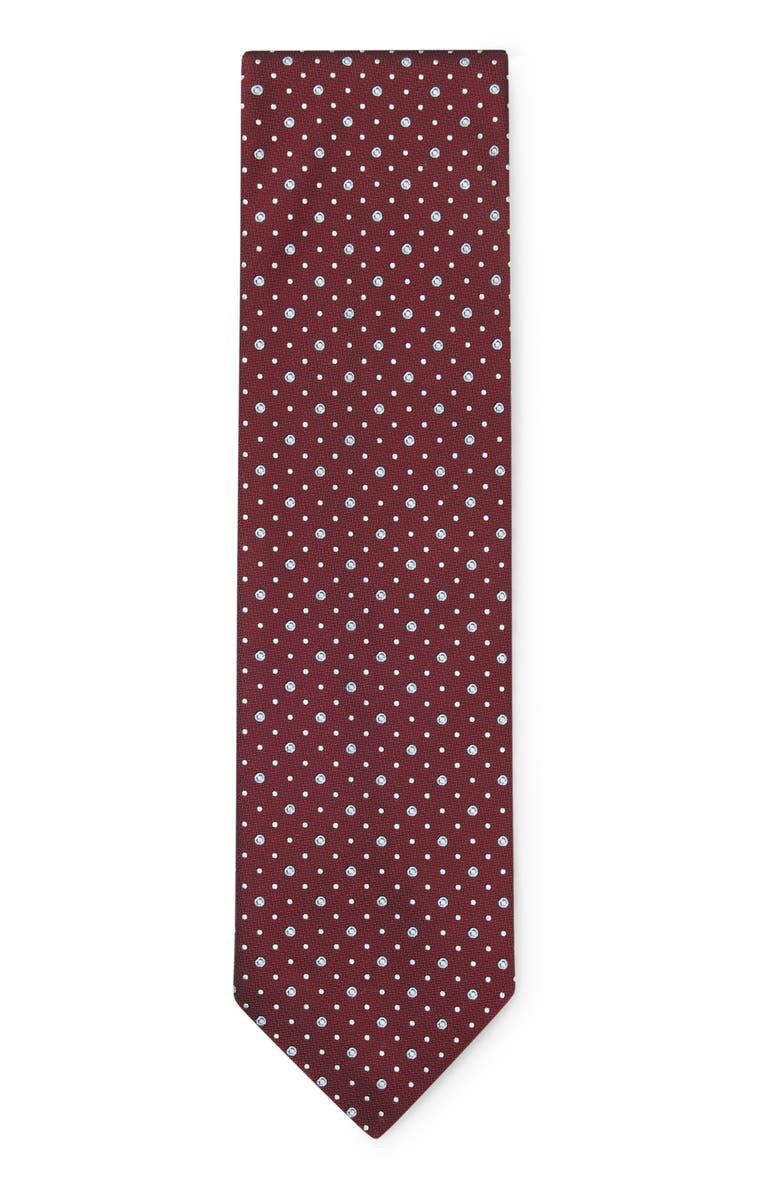 BOSS Medallion Silk Blend Tie, Alternate, color, Dark Red