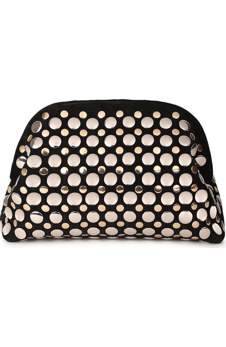 Rafe New York Aya Raffia Crochet Frame Clutch, Main, color, Black/ Gold