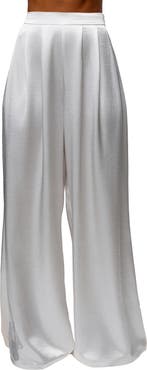 JLUXLABEL Pleated Wide Leg Satin Pants