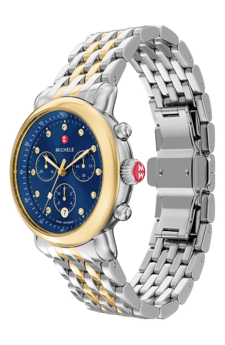 MICHELE CSX Two-Tone Diamond Bracelet Watch, 39mm, Alternate, color, Two Tone