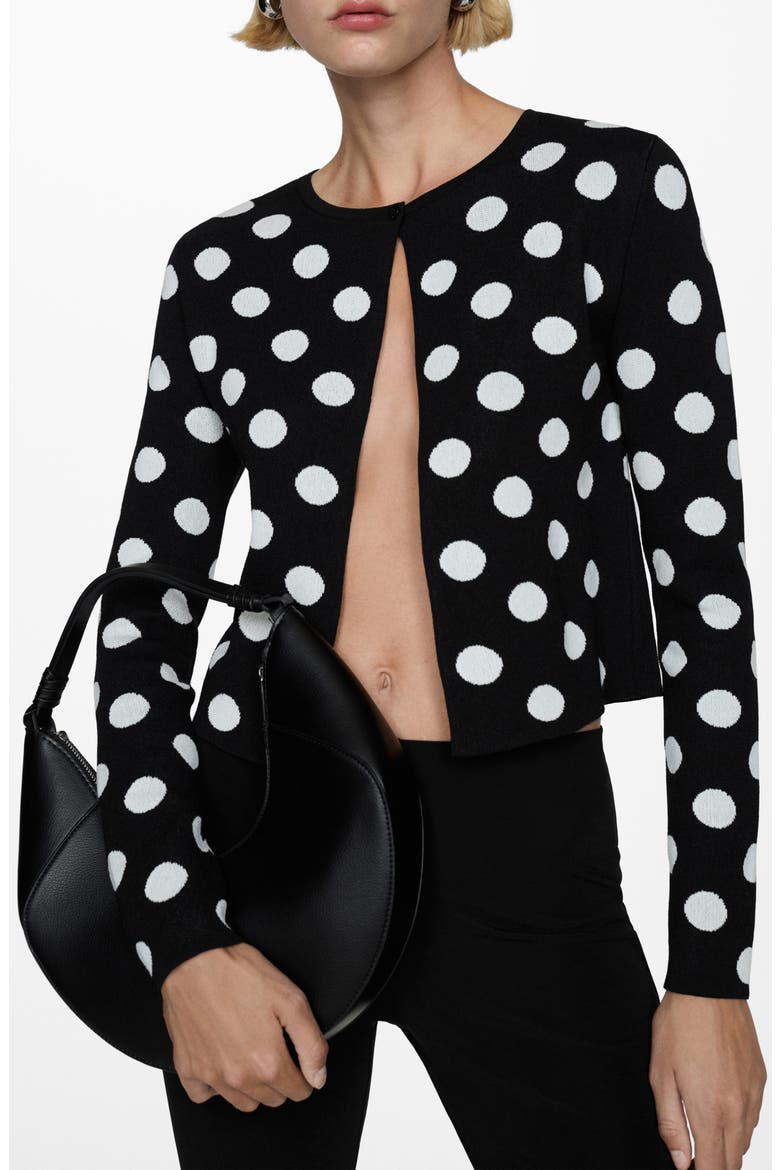 Polka Dot Cardigan, Main, color, BLACK