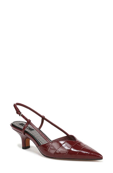 Levvy Slingback Pointed Toe Kitten Heel Pump (Women)