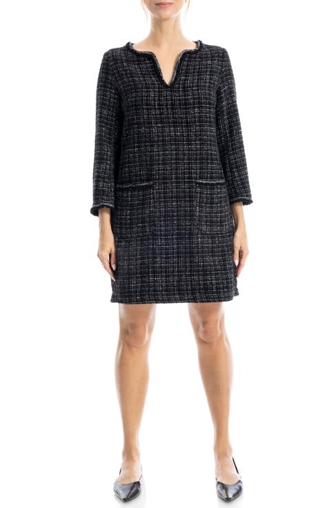 Tweed Long Sleeve Shift Dress