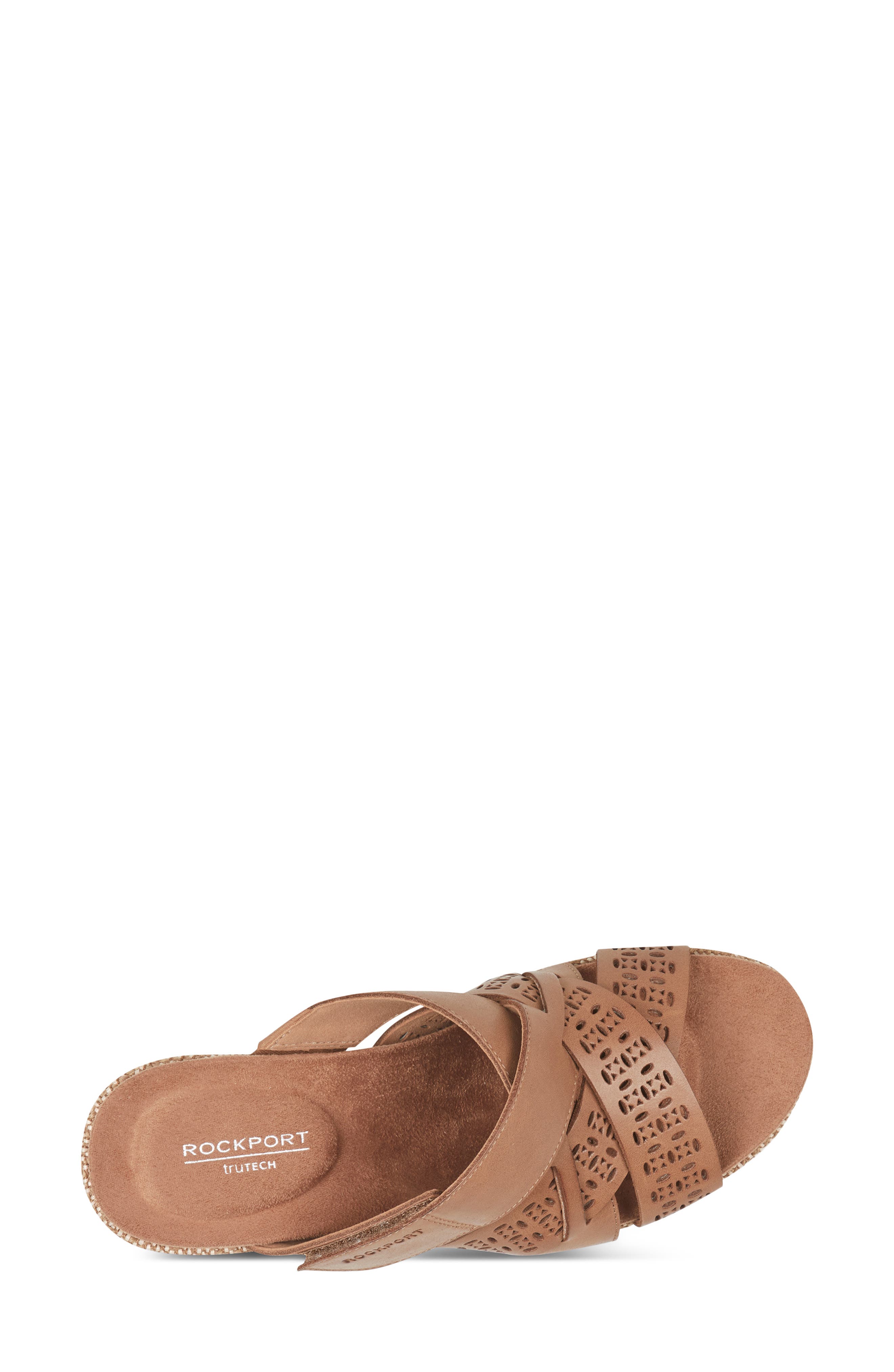 Britta Platform Wedge Slide Sandal, Alternate, color, DARK NATURAL