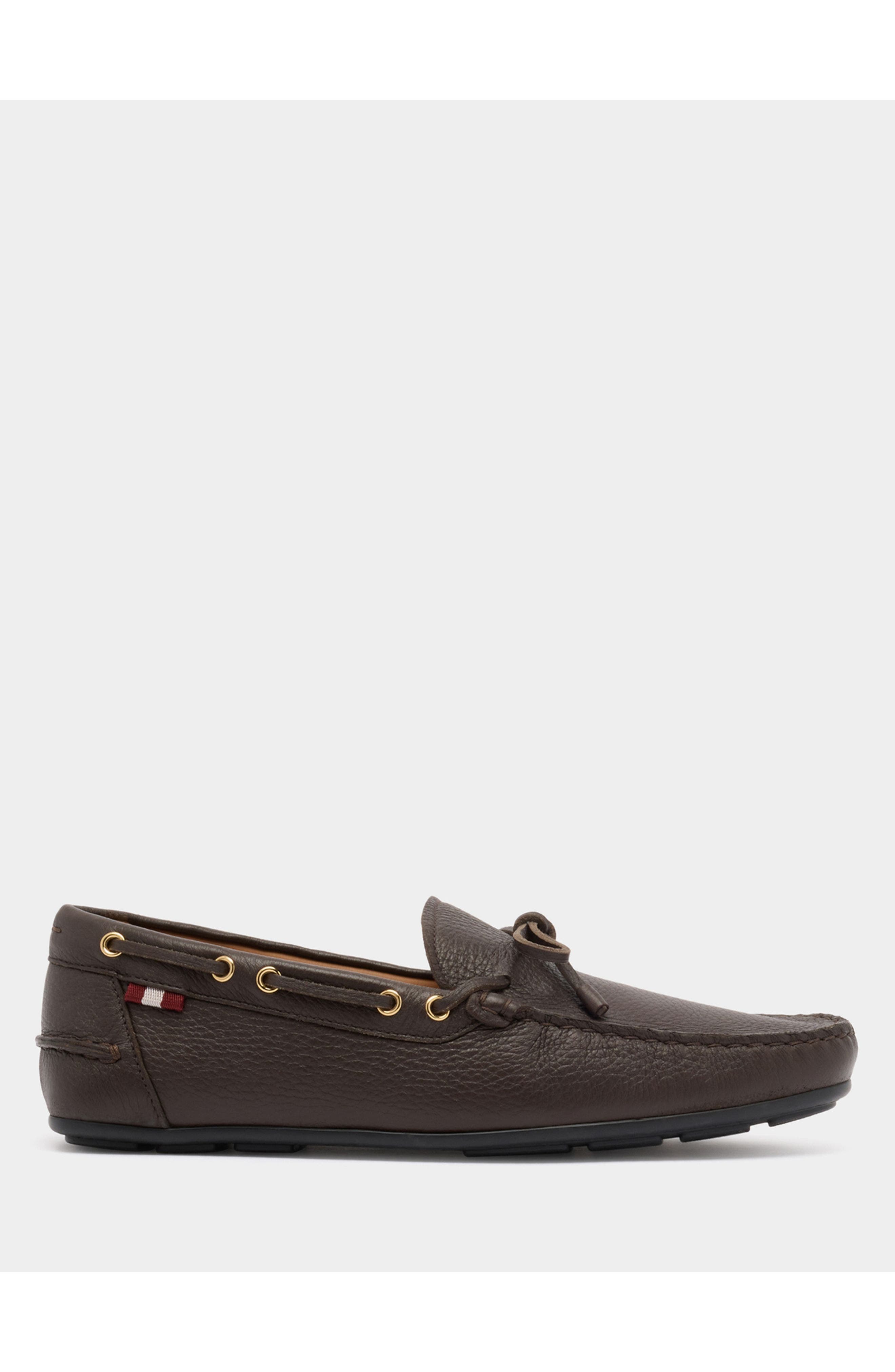 Bally Clay Driver in Grained Deer Leather, Main, color, Ebano 21