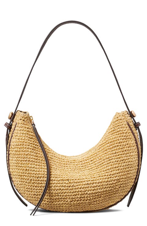 Romy Straw Half Moon Bag
