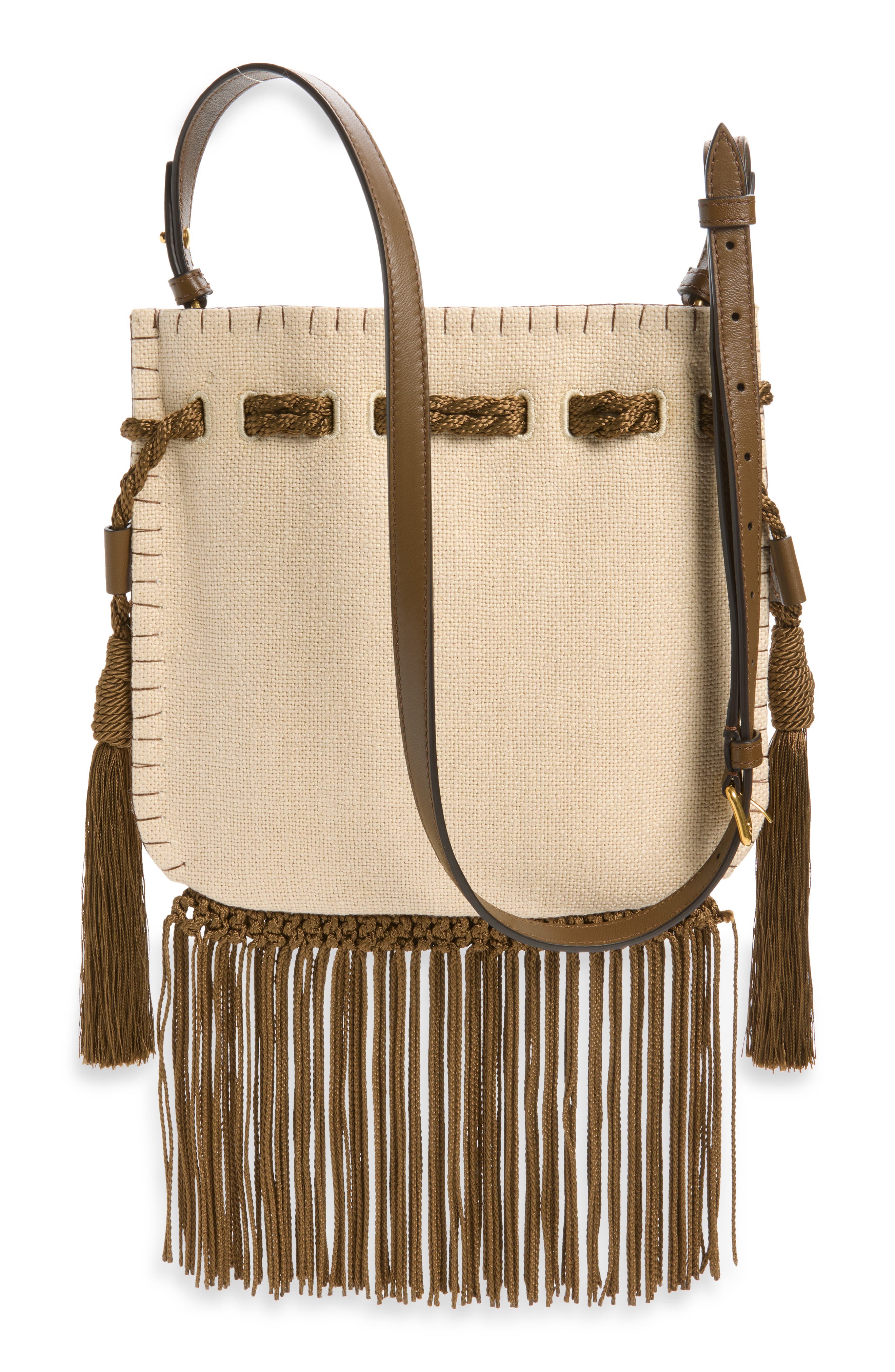 Small Nellcôte Fringe Embroidered Bag, Alternate, color, NATURAL