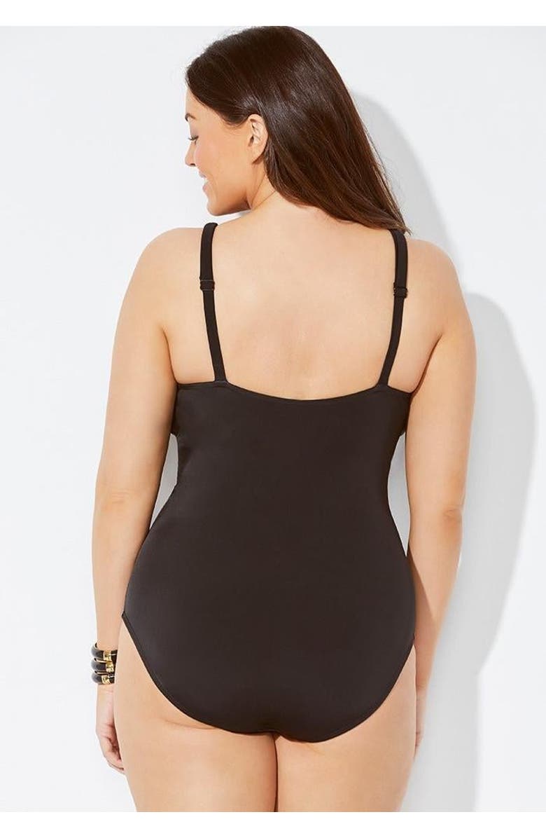 Swimsuits for All Twist Ruched One Piece Swimsuit, Alternate, color, Black