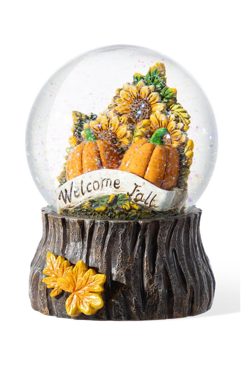 100mm Fall Sunflower and Pumpkin Resin Waterglobe, Main, color, Orange